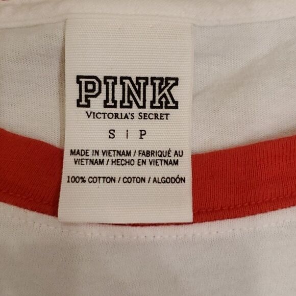 Victoria's Secret Pink red and white holiday themed Pink Nation long sleeve top - Picture 4 of 7